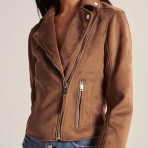 Abercrombie and Fitch Brown Vegan Suede Motorcycle Jacket size XL